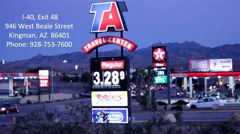 Ta kingman az - Jun 11, 2023 · We're TA Kingman located at 946 West Beale Street in Kingman, AZ. Call us at (928) 753-7600 for your Truck Stop location near you that provides not only Truck Diesel Fuel but Fuel for you. Designed for Efficiency. Delivered with Respect. These days, the clock is ticking. New HOS regulations are cutting into the operating efficiency of fleets ... 
